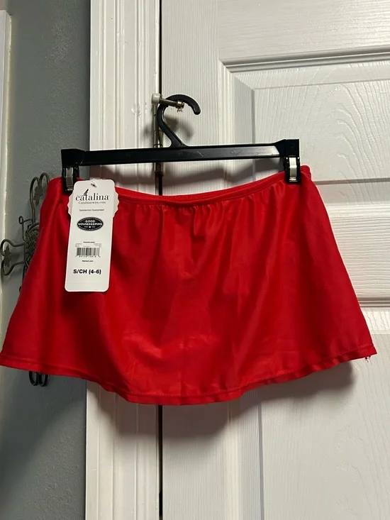 NWT Catalina Bright Red Swim Skirt Bottom Skort Small 4/6 Bathing Suit - Picture 2 of 10